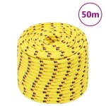 152618 vidaxl corde de bateau jaune 12 mm 50 m polypropylne
