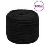 152819 vidaxl corde de travail noir 8 mm 100 m polyester