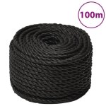 153023 vidaxl corde de travail noir 14 mm 100 m polypropyl�ne