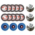 16 pices 75x10mm angle meule ensemble bois mtal disque de coupe hss carbure feuille de polissage pour ...