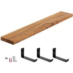 160cm tagre en bois brut tagre murale bois cuisine x3 supports noirs frne rustique