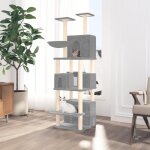 171601 vidaxl arbre � chat avec griffoirs en sisal gris clair 180 cm