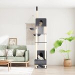171614 vidaxl arbre  chat du sol au plafond gris fonc 277 - 303 cm