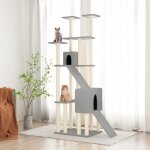 171649 vidaxl arbre � chat avec griffoirs en sisal gris clair 190 cm