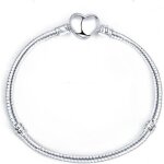 Bracelet - femme - maille serpentine - 18 cm - argent fin rhodié - fermoir coeur Bracelet - femme - maille serpentine - 18 cm - argent fin rhodié - fermoir coeur