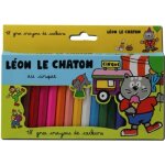 18 gros crayons de couleurs - l�on le chaton - ulmann