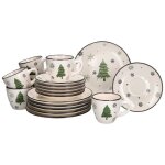 Service  caf - mambocat - 18 pices - porcelaine - dcor flocons de neige - pour 6 personnes