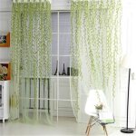 Voilage - noname - 1m x 2m - vert - motif saule brindille - style scandinave - nature