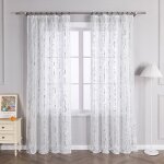 1pcs rideau voilage fenetre motif dorure pour chambre - cuisine - salon argent passe - tringle l - h ...