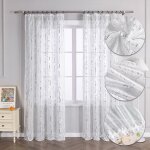 1pcs rideau voilage fenetre motif dorure pour chambre - cuisine - salon argent passe - tringle l - h ...