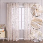 1pcs rideau voilage fenetre motif dorure pour chambre - cuisine - salon dor� passe - tringle l - h 140 ...