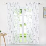1pcs rideau voilage fen�tre transparent ?illets motif bande l - h 140x225cm - couleur caf�