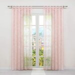 1pc rideaux voilage fen�tre transparent rose patte de cuisine - salon motif de vrille l140 x h145 cm