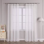 1pcs rideau voilage fenetre en voile blanc pour chambre - cuisine - salon passe - tringle l - h 140 x ...