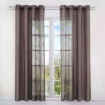 1pcs rideau voilage transparent marron - l - h 140 * 225cm avec oeillets en polyester installation facile ...