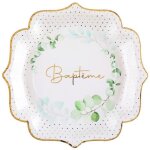 2 lots de 10 assiettes en carton baptme vgtal vert 21cm style nature champtre avec dorure ref / 8374 ...