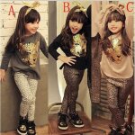 2 - 8 ans enfant fille t - shirt legging lopard 2 pcs ensemble de vtement : top + pantalon