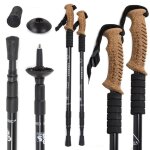 2 btons de marche nordique randonne energia wood alumin 3 black ressort anti - choc