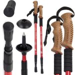 2 btons de marche nordique randonne energia wood alumin 3 red ressort anti - choc