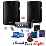 2 enceintes sono 300w - 1 ampli hifi bluetooth et usb - jeu de lumi�re lyre lmh - astro - c�ble hp et ...