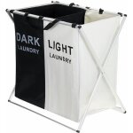 2 - grille panier  linge sac corbeille blanchisserie vtement lavage pliable noir + blanc