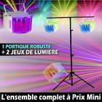 2 jeux de lumi�re effet derby musical + portique acier robuste - pa dj sono led mix soir�e anniversaire ...