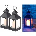 Lanterne led - lunartec - noir - effet flamme vacillante - lot de 2 - minuteur int�gr�