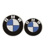 2 logos badges embl�me bmw 82mm capot / 74 mm coffre effet carbone bleu blanc