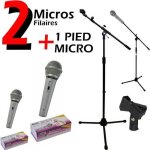 2 micros + 1 pied micro tr�s robuste ibiza sound sm007t - pa sono mix dj bar club pub karaok� discours ...