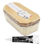 2 moules � cake bois 24 cm + 4 caissettes de cuisson + stylo gla�age noir