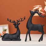 2 pack figurines de rennes de nol en rsine statues de cerfs sculptures dlan ornements de cerfs pour ...