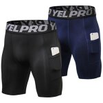 2 pack short compression homme schage rapide running collants de sport avec poches noir et bleu