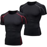 2 pack tee shirt compression homme maillot de corps running sport baselayer manches courtes