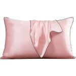 Taie doreiller - non spcifi - carr - soie mrier - couleur rose - lavable