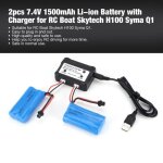 2 pcs 7. 4 v 1500 mah li - ion batterie avec chargeur pour rc bateau skytech h100 syma q1