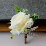 Boutonnire de mariage - magideal - 2 pcs - fleurs artificielles en soie - rose et champagne - lgance ...