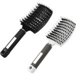 2 pcs brosse  poil de sanglier - accessoires coiffure meilleure pour dmlage de cheveux pais et dmlant ...
