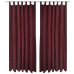 2 pcs rideau � passant micro satin bordeaux 140 x 225 cm