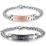 2 pice acier inoxydable bracelet lien poignet argent noir rose gourmette chane hommefemme couple amoureux ...