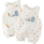 2 pices bb mixte fille garon barboteuse  coton et lin sans manches respirant vtement