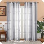 Rideaux voilage - folaya - 2 pi�ces - 140x225 cm - blanc et gris - ?illets - tamisant