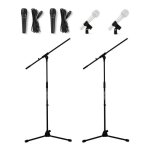 2 pieds de microphone professionnel tlescopique avec perche potence + 2 fixations support micro + 2 ...