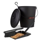Kit de nettoyage pour chemin�e 2 pi�ces seau � cendres balayette acier couvercle poign�e 24 litres noir ...