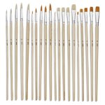 20 pinceaux - plat - rond - acrylique et huile - manche long - fibres naturelles et synth�tiques - p�b�o ...