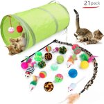 Jouet interactif pour chat - hautstore - 21 pi�ces - plume souris clochette - vert