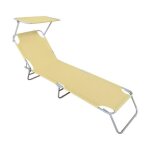 Transat pliant - media wave store - 2309p - dossier r�glable - parasol inclus - beige