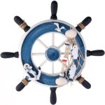 23cm barre � roue de bateau � plage en bois filet de p�che d�coration de maison murale(bleu)