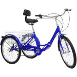 24 7 vitess tricycle v�lo � 3 roues tricycle pliable bleu convient aux adultes