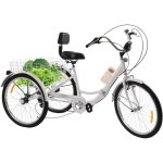 24 7 vitesses tricycle pliant adulte vélo à 3 roues adulte avec led panier de légumes léger 24 7 vitesses tricycle pliant adulte vélo à 3 roues adulte avec led panier de légumes léger