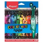 24 crayons de couleur - assortiment - colorpeps monster - maped